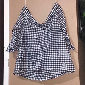 Gingham Off the Shouler top